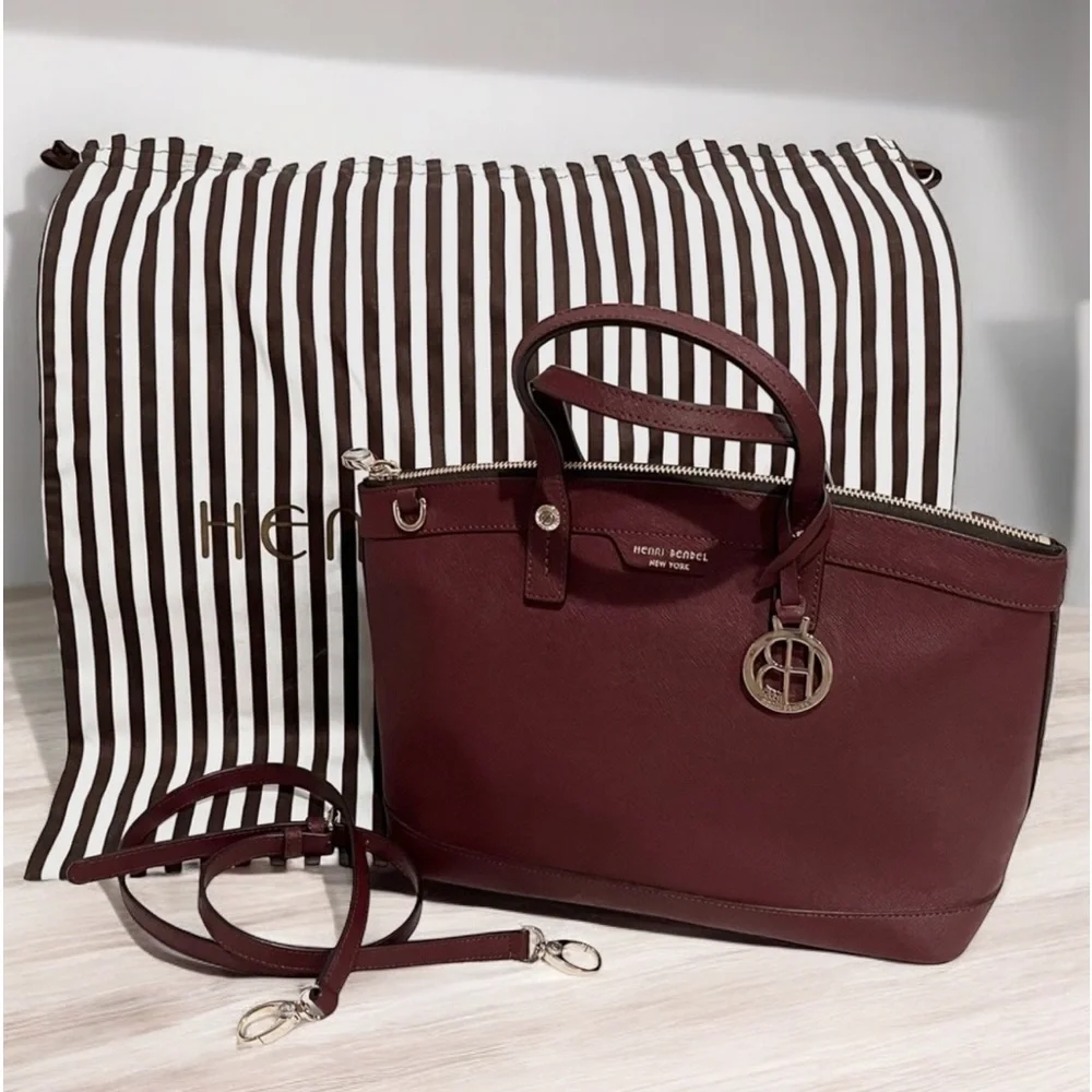 Henri Bendel NWOT Saffiano Leather Satchel & Crossbody - Burgundy + Dust Bag